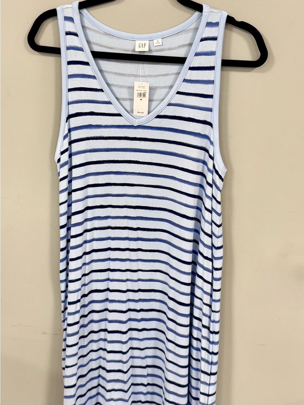 NEW with tags! GAP Light Blue, Navy & Medium Blue Striped V-Neck Tank-Medium